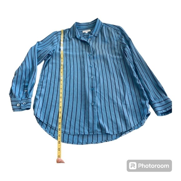 Equipment Femme Woman’s 100%Silk Stripe Buttons Front Long Sleeves Blouse Size M - Picture 12 of 12